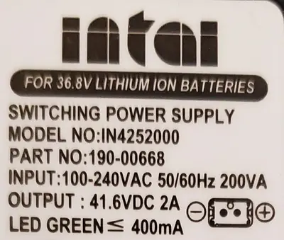 INTAI 41.6V 2A Li-Ion Battery Charger photo 2