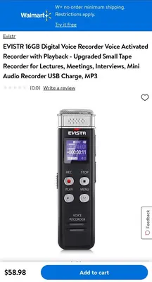 EVISTR 16GB Digital Voice Recorder, Voice Activated with Playback photo 4
