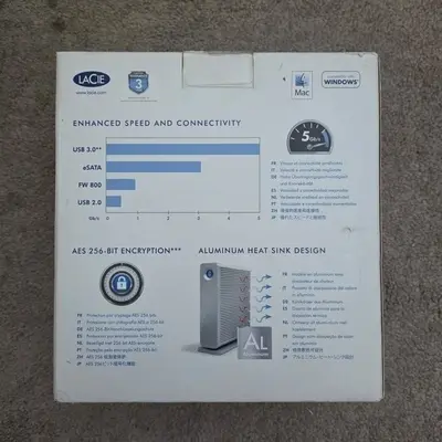 LaCie d2 Quadra 4TB External Hard Drive, Full Set in Box photo 4