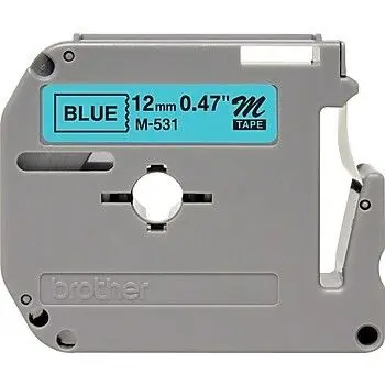 Brother M-531 Label Tape, 1/2", Black on Blue photo 2