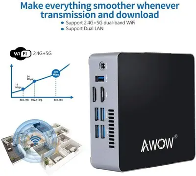 AWOW Mini PC, Windows 10, Celeron N3450, 6GB DDR4, 128GB SSD photo 5