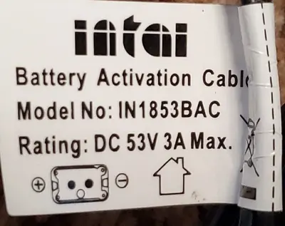 INTAI IN1853BAC Battery Activation Cable, DC 53V 3A Max photo 2