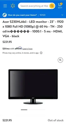 Acer S230HL 23" 1080p Widescreen LED Monitor photo 6