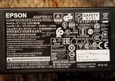 Original 3-Pin AC Adapter for Epson M235-A / TM-T88 POS Printers photo 2
