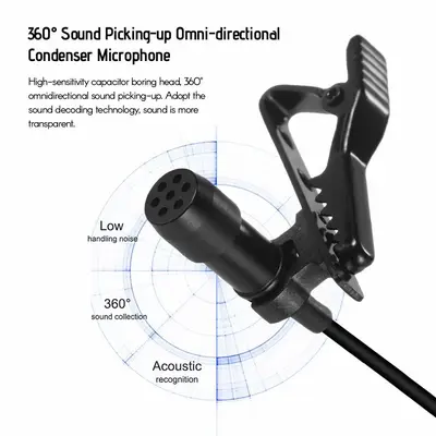 Lavalier Lapel Microphone with Noise Reduction for iPhone, PC and Cameras