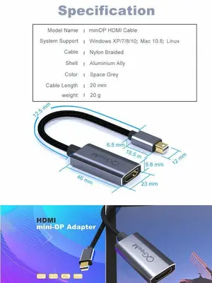 QGeem Mini DisplayPort to HDMI Female Adapter Cable photo 3