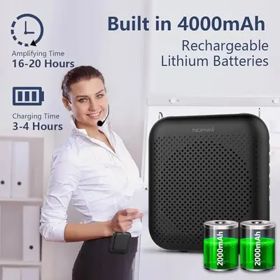 Norwii Portable Voice Amplifier with 2 Headset Mics, Bluetooth, 4000mAh photo 7