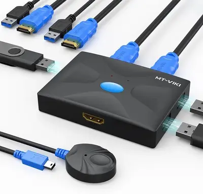 MT-VIKI 2-Port HDMI KVM Switch, 4K@30Hz, 3 USB 2.0 Ports photo 2
