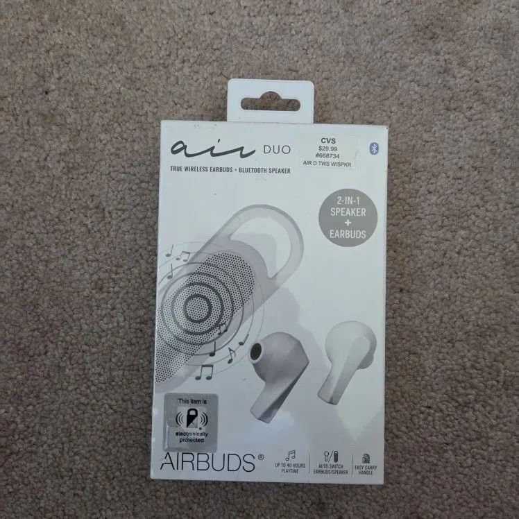 Airbuds Air Duo Wireless Earbuds with Bluetooth Speaker, White