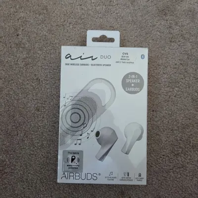 Airbuds Air Duo Wireless Earbuds with Bluetooth Speaker, White