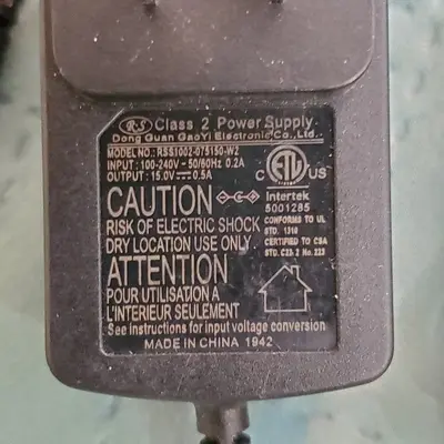 15V 0.5A Power Adapter, 5.5 x 2.1mm, for Car Jump Starters photo 2