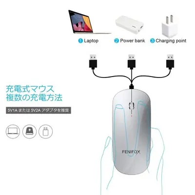 FENIFOX Rechargeable Slim Bluetooth Mouse, Quiet and Portable photo 6