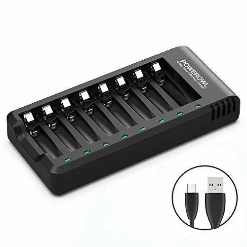 8-Bay Smart Charger for AA/AAA Ni-MH and Ni-Cd Batteries