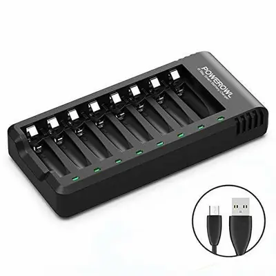 8-Bay Smart Charger for AA/AAA Ni-MH and Ni-Cd Batteries