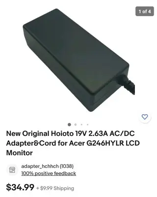 Genuine Hoioto 19V 2.63A AC/DC Power Adapter for Monitors photo 3