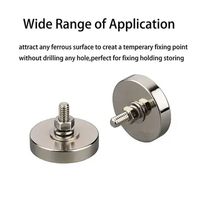 2 Strong Neodymium Round Magnets with 1/4"-20 Threaded Stud photo 7