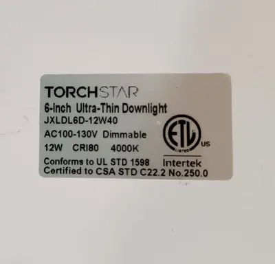TORCHSTAR 6" Low-Profile Ultra-Thin Recessed Ceiling Light, 12W photo 2