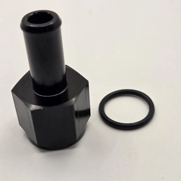 Anodized Aluminum Oil Cooler ATF Fitting, AN10 Female to 12 mm Barb
