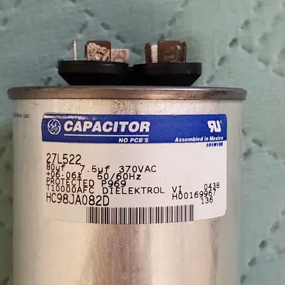 GE 27L522 Dual Run Capacitor, 7.5 uF, 370V AC photo 2