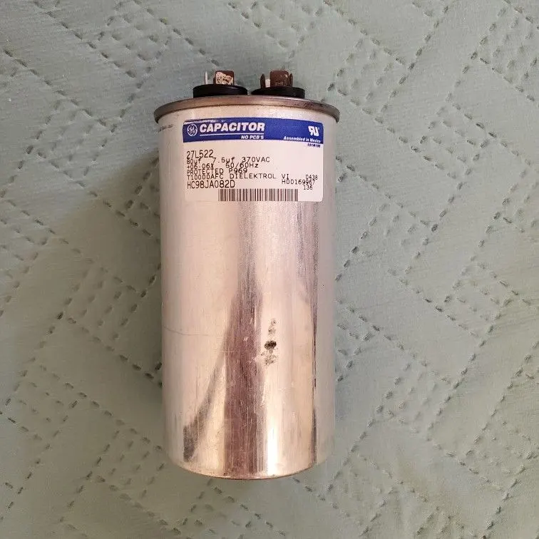 GE 27L522 Dual Run Capacitor, 7.5 uF, 370V AC