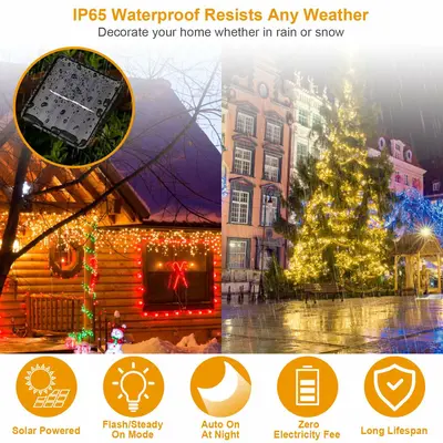 Outdoor Solar String Lights, 100 LED, IP65 Waterproof photo 4