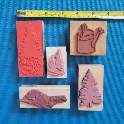 Stamp Set: Christmas Trees, Sakura Branch and Watering Can, 5 Pieces photo 2
