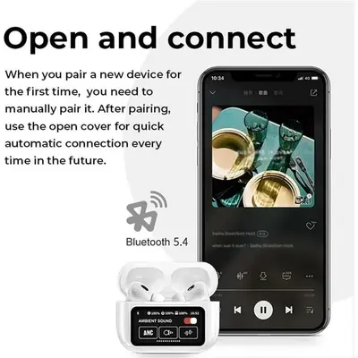 A9 Pro ANC Wireless Earbuds with Touch Screen Case, Bluetooth 5.4 photo 7
