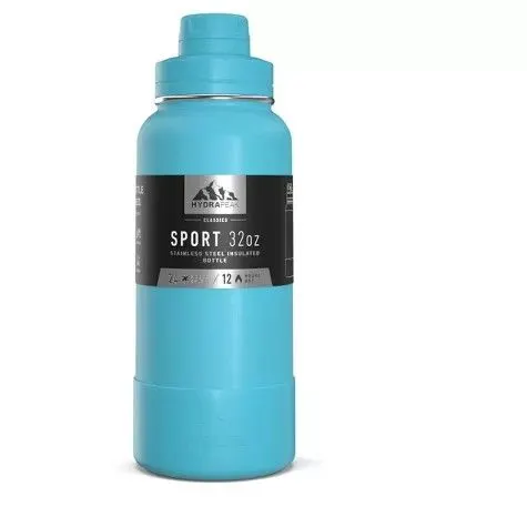 Hydrapeak 32 oz Insulated Water Bottle with Chug Lid and Rubber Boot