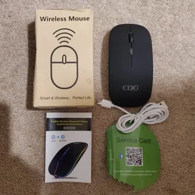 Slim Rechargeable Wireless Mouse, Bluetooth 5.1 and 2.4G, LED