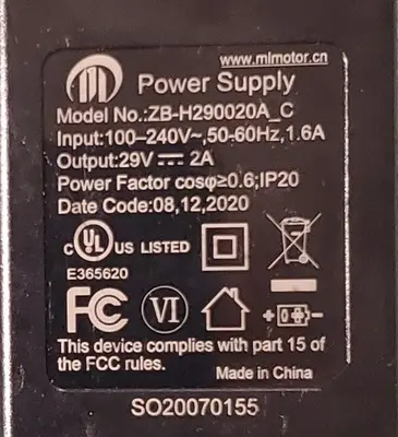 Original ZB-H290020A-C 29V 2A Power Adapter for Motion Furniture photo 2