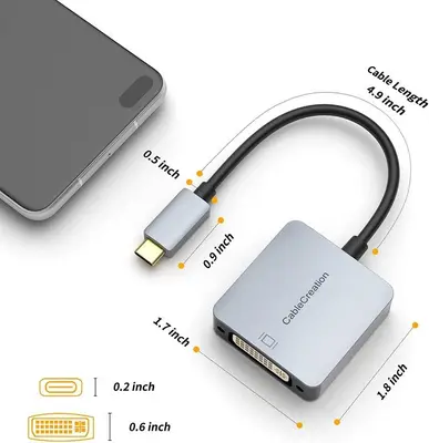 USB-C to DVI Adapter Cable, 1080P, for MacBook Pro and iPad Pro photo 3