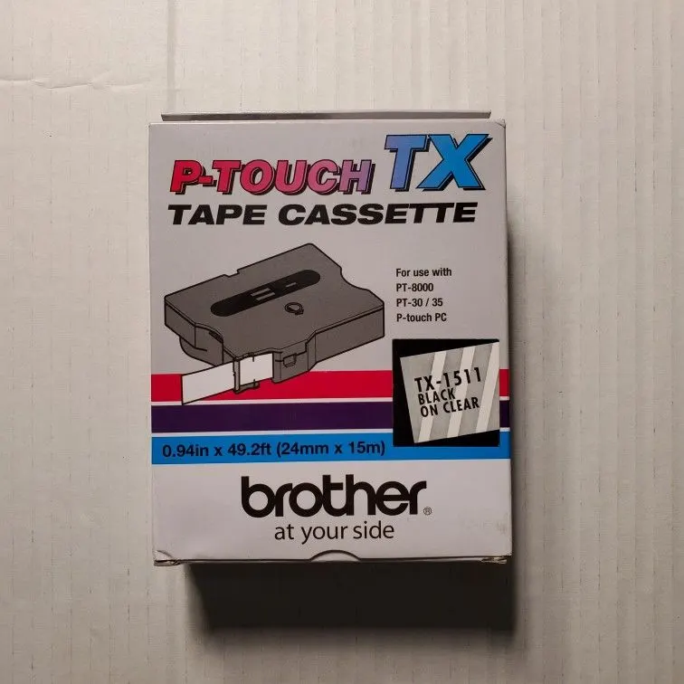 Brother TX-1511 24mm Black on Clear P-touch Tape