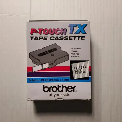 Brother TX-1511 24mm Black on Clear P-touch Tape