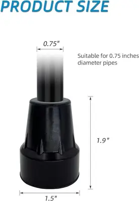 Replacement Cane Tips, 3/4 in, Black photo 4