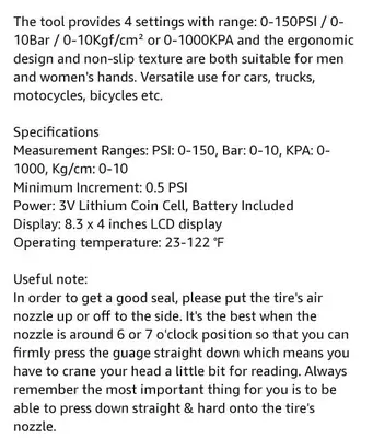 AstroAI Digital Tire Pressure Gauge, 150 PSI, 4 Settings photo 8
