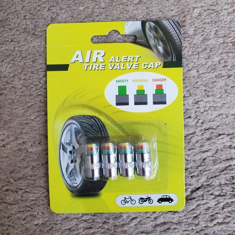 4 Tire Pressure Monitor Valve Caps, 36 PSI, 3-Color Alert