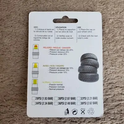 4 Tire Pressure Monitor Valve Caps, 36 PSI, 3-Color Alert photo 2