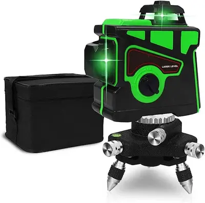 12-Line 3D Green/Blue Laser Level with Base, 360 Rotation, Self-Leveling photo 1
