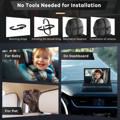 Car Baby Monitor Camera with Straps and Night Vision (No Screen) photo 8