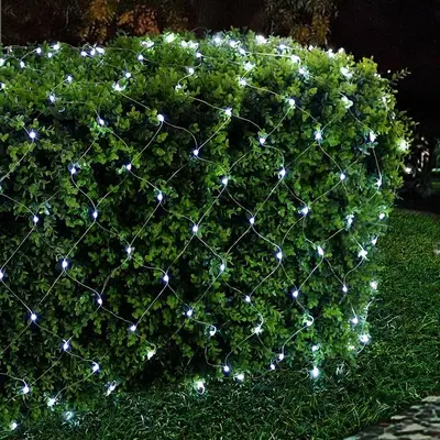 300 LED Blue-White Net Mesh Fairy String Lights, Plug-In, 8 Modes photo 3