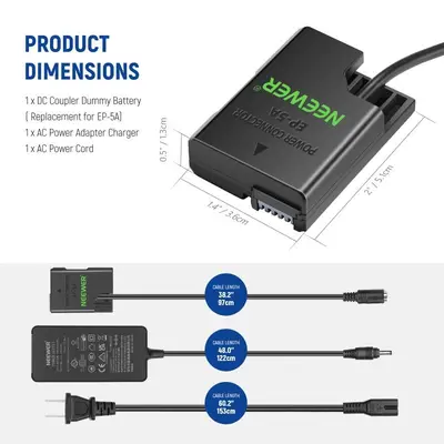 Neewer NT-EL14 Dummy Battery AC Adapter for Nikon EN-EL14 Cameras photo 7