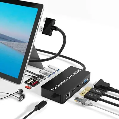 Surface Pro 4/5/6 Docking Station Hub with HDMI, VGA, DP photo 2