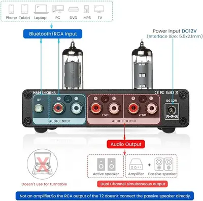 AIYIMA T2 6K4 Tube Preamplifier with Bluetooth 5.0 and Tone Control photo 7