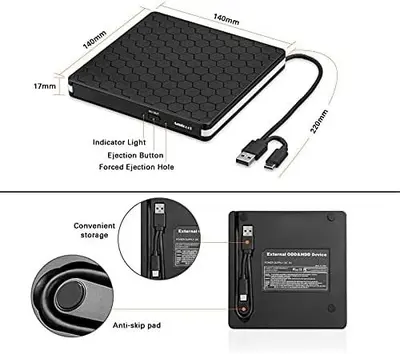 Amicool External CD/DVD Drive, Slim USB Rewriter photo 6
