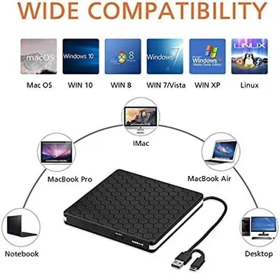 Amicool External CD/DVD Drive, Slim USB Rewriter photo 4