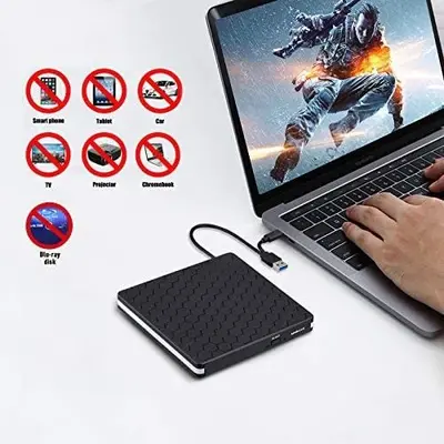 Amicool External CD/DVD Drive, Slim USB Rewriter photo 8