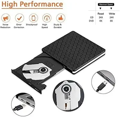 Amicool External CD/DVD Drive, Slim USB Rewriter photo 5