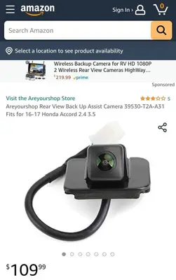 Rear View Backup Camera 39530-T2A-A31 for 2016-2017 Honda Accord photo 6