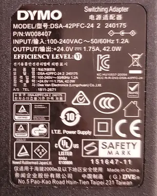 Genuine Dymo DSA-42DM-24 24V 1.75A AC Adapter photo 2