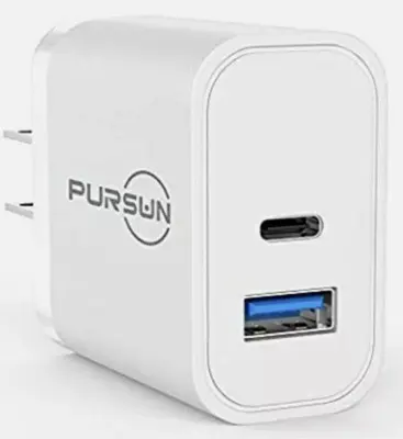Pursun 18W Dual USB and USB-C Power Delivery Quick Charger photo 3